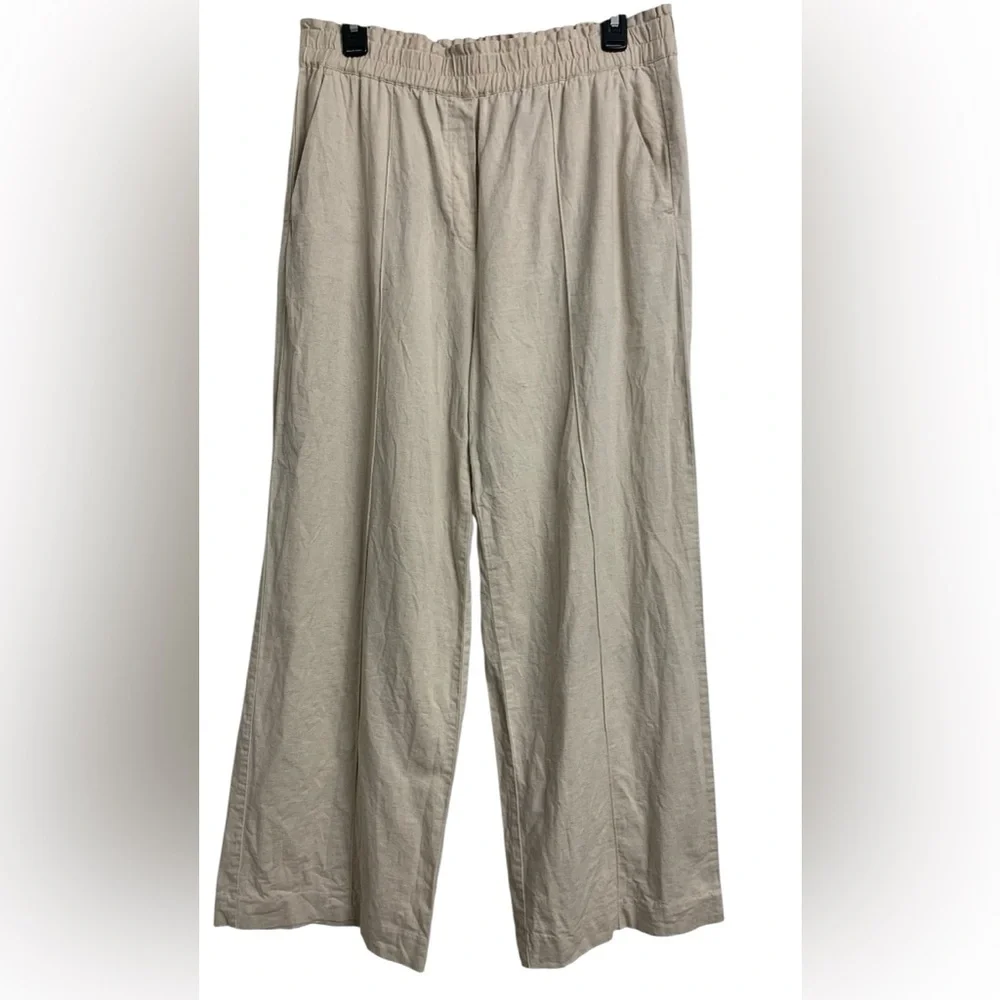 H&M M Cotton Linen Coastal Wide Leg Casual Pants‎ Sand